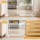 White Metal Dog Gate for Small Dogs - 17.7" Short Freestanding Puppy Gate with Retractable Sliding Rail, No Installation, Indoor/Outdoor Use, Foldable & Portable Pet Barrier