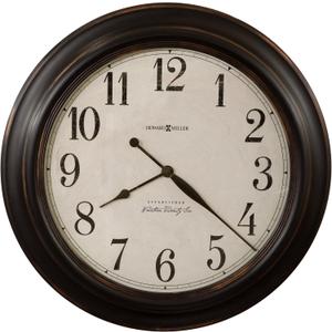 Howard Miller Ashby Antique Wall Clock - Large Analog with Distressed Black Frame & Bronze Accents, Quartz Movement Perfect Rustic or Traditional Dcor for Home Office or Living Room Decor