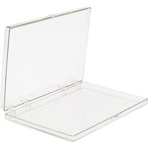 4-Pack Clear Hinged Plastic Containers, Keepsake Storage Boxes, 6" L x 4" W x 1/2" H, Made in USA, Plastic Display Case and Storage Containers