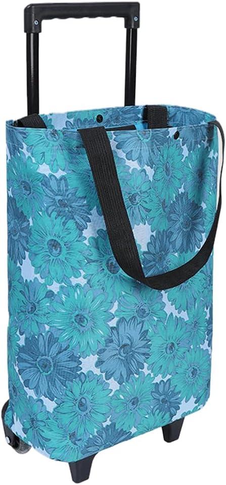 Small Collapsible Shopping Cart,Shopping Cart with Wheels,Folding (Flower)