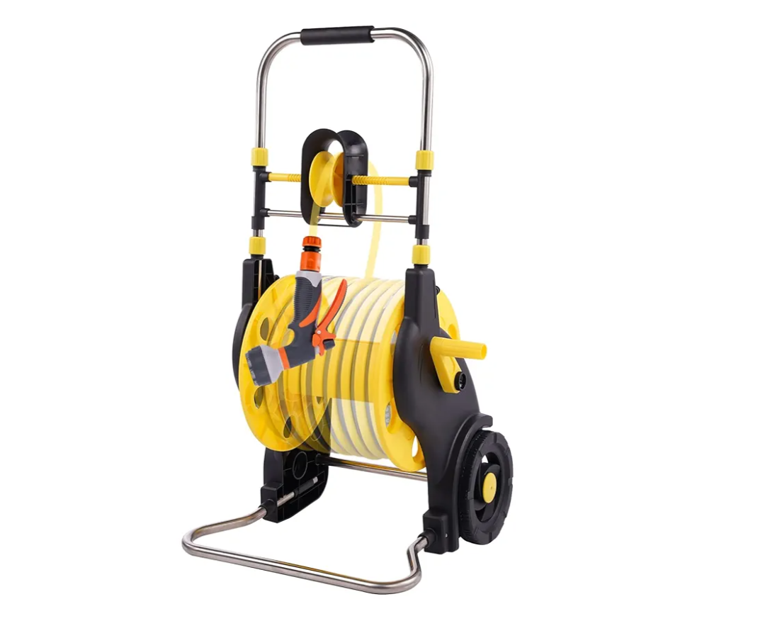 Garden Hose Reel Cart Hold 130 FT of 5/8 or 197 FT of 1/2 inch Hose, Metal Water Hose Holder with Wheels for Outside Yard Lawn