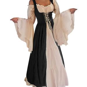 Renaissance Costume Women Medieval Dress for Ren Fair Halloween Cosplay, L/XL