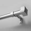 16-48" Curtain Rods with Unique Square Design Ends, 1 inch Heavy Duty Adjustable Curtain Rods for Windows, Silver