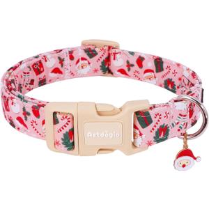 Christmas Dog Collar - Adjustable Festive Santa & Snowman Collar for Small Medium Large Dogs with Dangling Charm, Cute Holiday Puppy Collar for Photos, Pet Parties & Gifting-XS