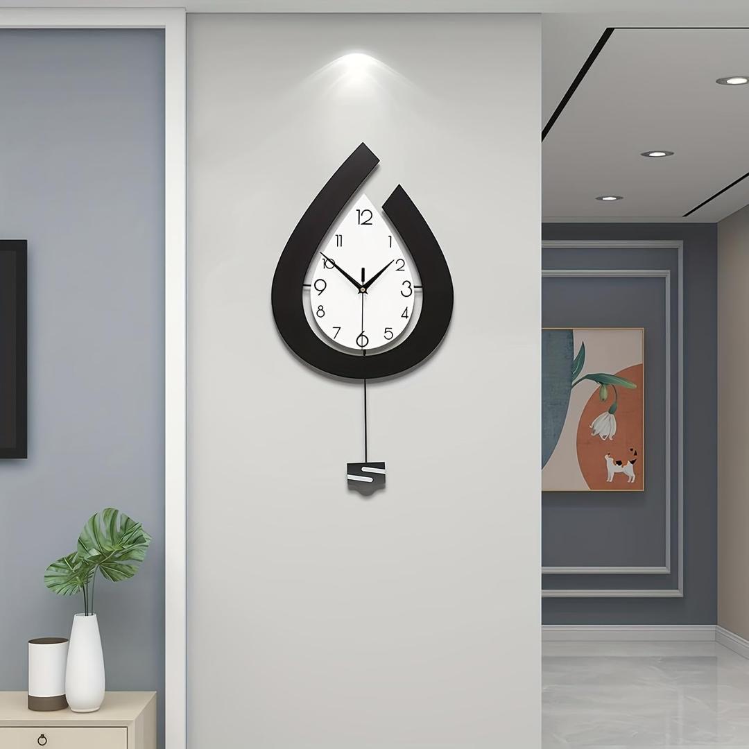 Large Wall Clock for Living Room Decor Big Pendulum Modern Wall Clock Silent Non Ticking Battery Operated 28.7 Inch Clock for Kitchen Bedroom Bathroom Office Indoor Home Decorative