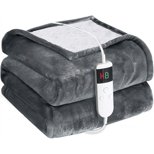 Electric Blanket with Automatic Shut-Off, 150 x 180 cm, 10 Heat Settings and 8 Hour Timer, Overheating Protection, Machine Washable, Flannel Heat Blanket, Electric for Bed, Sofa and Home