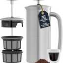ESPRO P7 Brushed Stainless Steel French Press 304  Patented Double Walled Micro-Filter Insulated French Press Coffee Maker, Grit-Free Brew - Heat Resistant BPA Free (18oz)