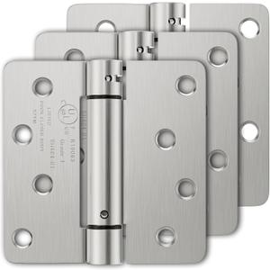 Luxbaro 3 Pack Self Closing Door Hinges, 4 Inch Spring Loaded Door Hinges, Adjustable Tension for Garage, Front Door, Back Door, for Left and Right Hand Door, 1/4'' Radius Corners, UL Listed