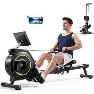 Rowing Machine for Home, 350 LB Capacity, 16-Level Silent Resistance, Magnetic Rowing Machines for Home Foldable, Full-Body Workout Compact Rowing Machine for Cardio & Strength with APP Support (Black)