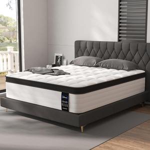 LETMOON Queen Size Mattresses, 14 Inch Hybrid Queen Mattress in a Box, Medium Firm, Memory Foam and Pocket Springs, Strong Edge Support, Pressure Relief