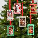 Marsui 12 Pcs Christmas Acrylic Photo Ornaments Hanging Picture Frame Ornaments for Christmas Tree 2 x 3 Inch Small Hanging Picture Frame for Xmas Tree Decoration Winter Holiday Gifts (Striped)