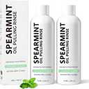 Spearmint Oil Pulling Rinse, Cold-Pressed Coconut Oil for Whitening Teeth, Peppermint Pulling Oil for Teeth and Gums, Pure Mint Mouthwash (2PCS*100ML)