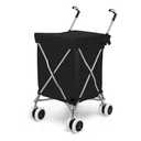 Folding Shopping Cart Utility w/ Water-Resistant Removable Canvas Bag Black