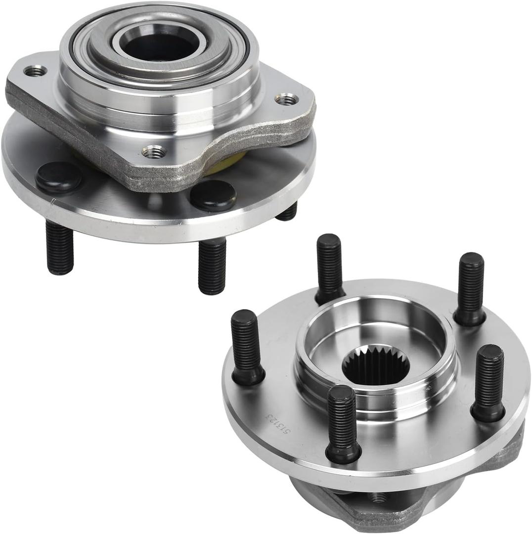 KUSATEC 513123 2pcs Front Wheel Bearing and Hub Assembly Fit for 96-07 Chrysler Grand Voyager Prowler Town & Country Voyager, Dodge Grand Caravan, Plymouth Grand Voyager Prowler, 5 Lug Bolts no ABS
