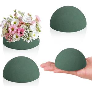 STEFORD 4 PCS Half Ball Floral Foam, Round Floral Dry Foam Blocks Green Flower Styrofoam for Fresh and Artificial Flower Arrangements (3.5 X 1.8 Inches)