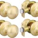 goldenwarm Gold Closet Door Knobs, Passage Door Knobs, Brushed Gold Door knob Without Lock for Hallway, Closet (4 Pack)