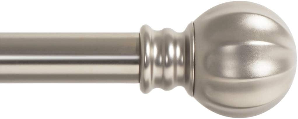 Ivilon Curtain Rod with Ball Finials - 1 inch Pole. 28 to 48 Inch. Satin Nickel