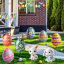 DoubleFill 8 Sets Easter Decorations Outdoor Yard Signs Cute Eggs and Rabbits Signs Easter Bunny Eggs Garden Stakes Spring Lawn Sign Decor for Family Outside Spring Party Supplies
