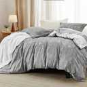 Bedsure Floral Comforter Set Cute Bedding Set Queen Reversible Grey