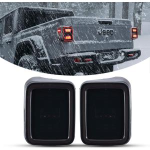 Kiwi Master Smoked LED Tail Lights for 2020-2026 Jeep Gladiator JT Accessories, Black Housing Smoke Lens Taillights, Brake/Reverse/Turn Signal Light, Pair (Model 1)