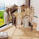 LIENAHU Clothes Drying Rack Tripod,Drying Rack Clothing,Laundry Drying Rack,Floor Standing,16 Wooden Poles,Collapsible Drying Racks for Laundry,Retractable,Foldable,Folding