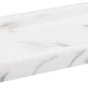 PLYFUNS Marble Pattern Tray  Decorative Resin Vanity Tray Organizer for Bathroom, Kitchen, Coffee Table, 8Inch White, Holds Perfume, Candles, Jewelry, Diffuser & Makeup