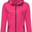 Softshell Jacket Women Fleece Lined Lightweight Jacket Waterproof Coat with Hooded Outdoor Hiking, XXL