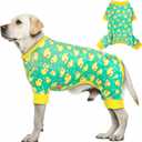 KYEESE Dog Pajamas Velvet Dog Pajamas Soft Dogs Clothes Pjs with Yellow Ducks Pattern Stretchy Pet Jammies Coat Comfy Pet Onesie Costume, 2X-Large