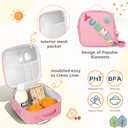 Reusable Insulated Lunch Bag for Kids Teens & Adults with Adjustable Shoulder Strap - Large Durable Lunch Bag Tote for School Travel Picnic Work - Leakproof Design Lunch Carrier (Pink-YUMMY)