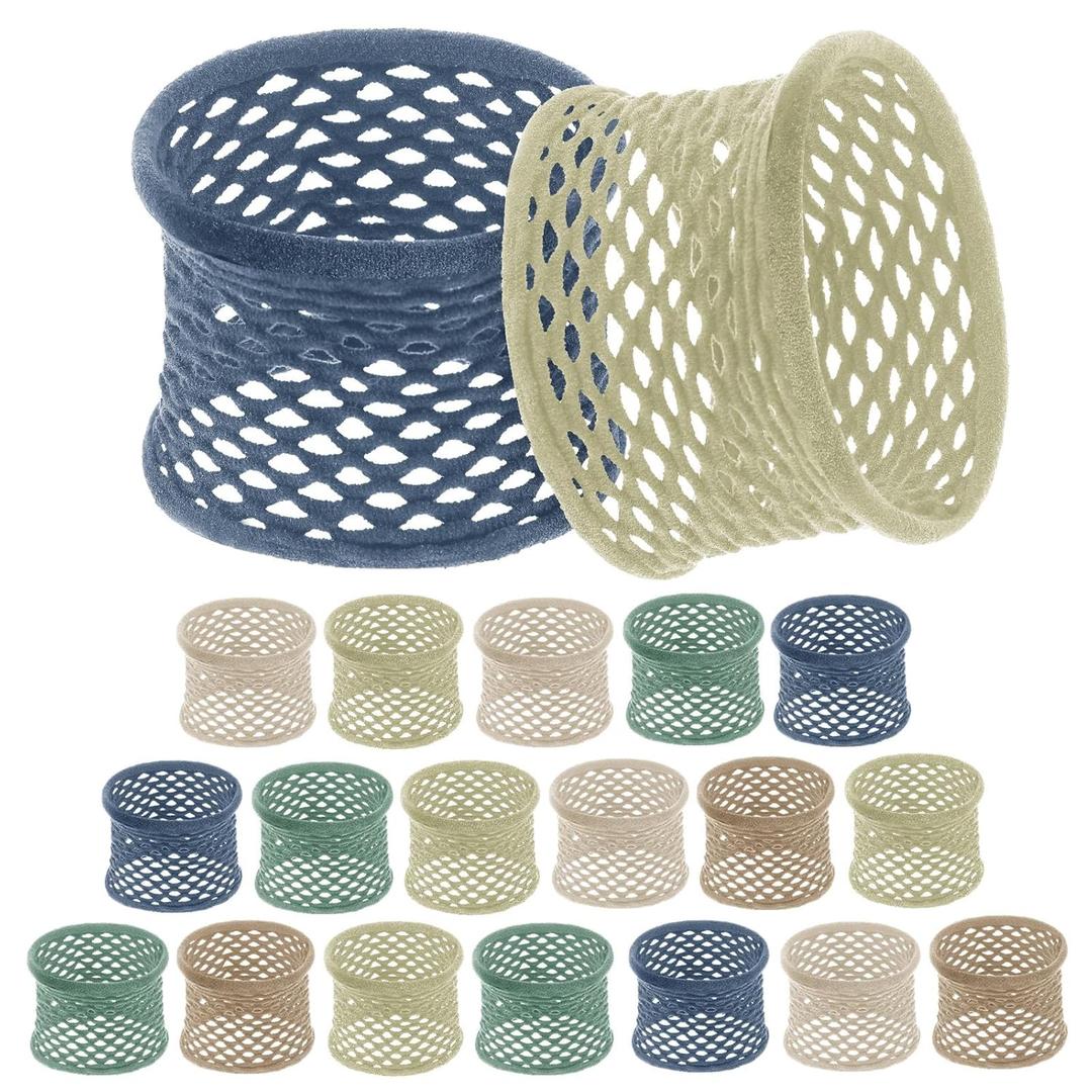 Chuangdi 20 Pieces Large Cotton Hair Ties Thick Hollow Cotton Stretch Ponytail Ties Netted Sport Elastics Scrunchies for Thick Heavy Curly Hair(Fresh Colors)