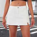 Women's Denim Skorts Skirts Mini Side Slit Skirt High Waisted Casual Y2k Jean Shorts Stretchy (White, L)