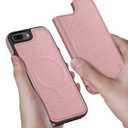 for iPhone 7 Plus/8 Plus 5.5" phone case[Compatible with magsafe][RFID Blocking Leather][Magnetic 2-in-1 Detachable][Back Flip Folio wallet]Shockproof Men Women Cover Apple 8Plus/SE2 Rose Gold