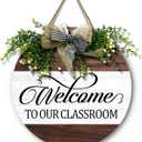 Welcome to Our Classroom Door Sign Wooden Welcome Sign for Classroom Door Rustic Wood Teacher Door Hanger Plaque Back to School Wreaths Farmhouse Porch Decor for School Classroom Board 12 Inch