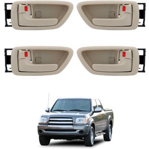 Interior Door Handles Set W/ Bezel (4Pcs), Compatible with 2000-2007 Toyota Avalon Sequoia TundraCrew Cabs), Beige, Front & Rear Inside Left Driver & Right Passenger | 69206-0C030-E1,69205-0C030-E1