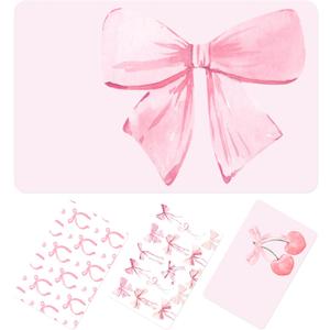 Honoson 16 Pcs Credit Card Skin Cover Set Debit Card Stickers Elegant Waterproof PVC ID Cover Anti-wrinkling for Transportation Fun Gift Idea(Bow,Pink)
