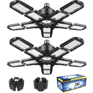 Nexillumi 2-Pack Led Garage Light 180W, 36000LM Garage Lights Ceiling LED with E26/E27 Medium Base, 6000K Deformable LED Shop Lights with 10+1 Adjustable Panels for Garage, Workshop, Attic, Basemen Nexillumi 2-Pack Led Garage Light 180W, 36000LM Garage Lights Ceiling LED with E26/E27 Medium Base, 6000K Deformable LED Shop Lights with 10+1 Adjustable Panels for Garage, Workshop, Attic, Basemen