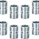 8pcs Coarse Thread Connectors for 0.94-0.98in/24-25mm Outside Diameters Wire Shelving Poles, Metal Shelf Coarse Thread Connectors for Storage Rack Units(Silver)