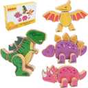 Dinosaur Toys for Kids Ages 3-5, Wood Take Apart Dinosaur Snap Together Building Toy, Wood Building Toys for Boys Girls Age 4-7, Creative Kids Gifts