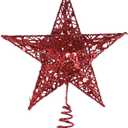 Hemoton 5 Red Sequin Metal Outdoor Decor Star Tree Topper for Christmas Trees