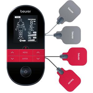 Beurer EM59 Digital 3-in-1 TENS Unit, EMS & Heat Therapy for Pain Relief & Relaxation, Muscle Stimulator with 2 Adjustable Channels, 64 Applications, Timer Function