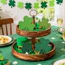 2 x St. Patrick's Day Shamrock Decorations, Wooden Saint Patrick Day Irish Ornament Wood Sign Tiered Tray Decor Set of 4, Green Clover Table Top Decoration for Home, Shelf, Door, Office Party
