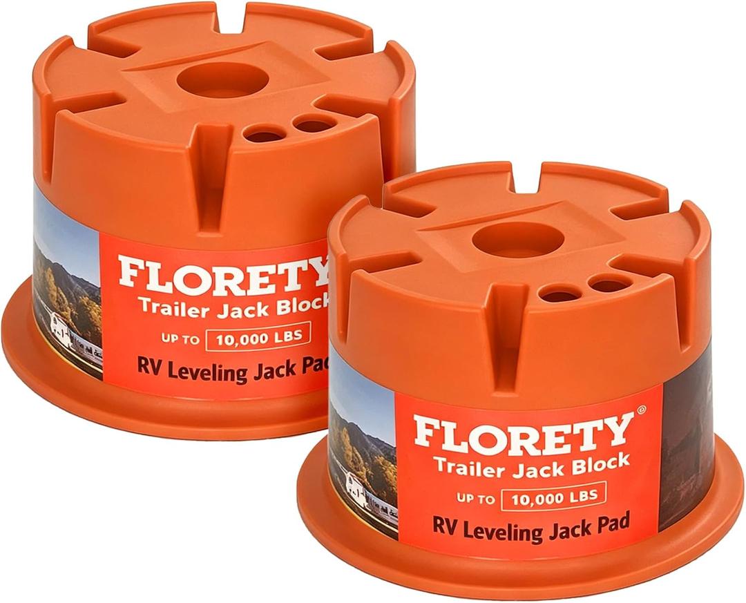 Trailer Jack Block 2 Pack, Heavy Duty RV Jack Blocks- 8'' Height, 10,000 lbs Capacity,Leveling Jack Pads for 5th Wheel, Travel Trailer, Camper, Tongue Jack, Stabilizer Jack Foot