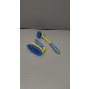 Scrub Brush Set for Bathroom Kitchen Bathtub Toilet Deep Cleaning Brush Tools All Purpose Cleaner Sponge Scrubbing Brushes with Ergonomic Handle, 4-Piece