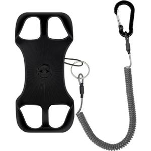 Universal Protector Phone Tether, Phone Lanyard Silicone Holder with Detachable Ring Grip,Fit Outdoor/Hiking/Fishing(Black-B)
