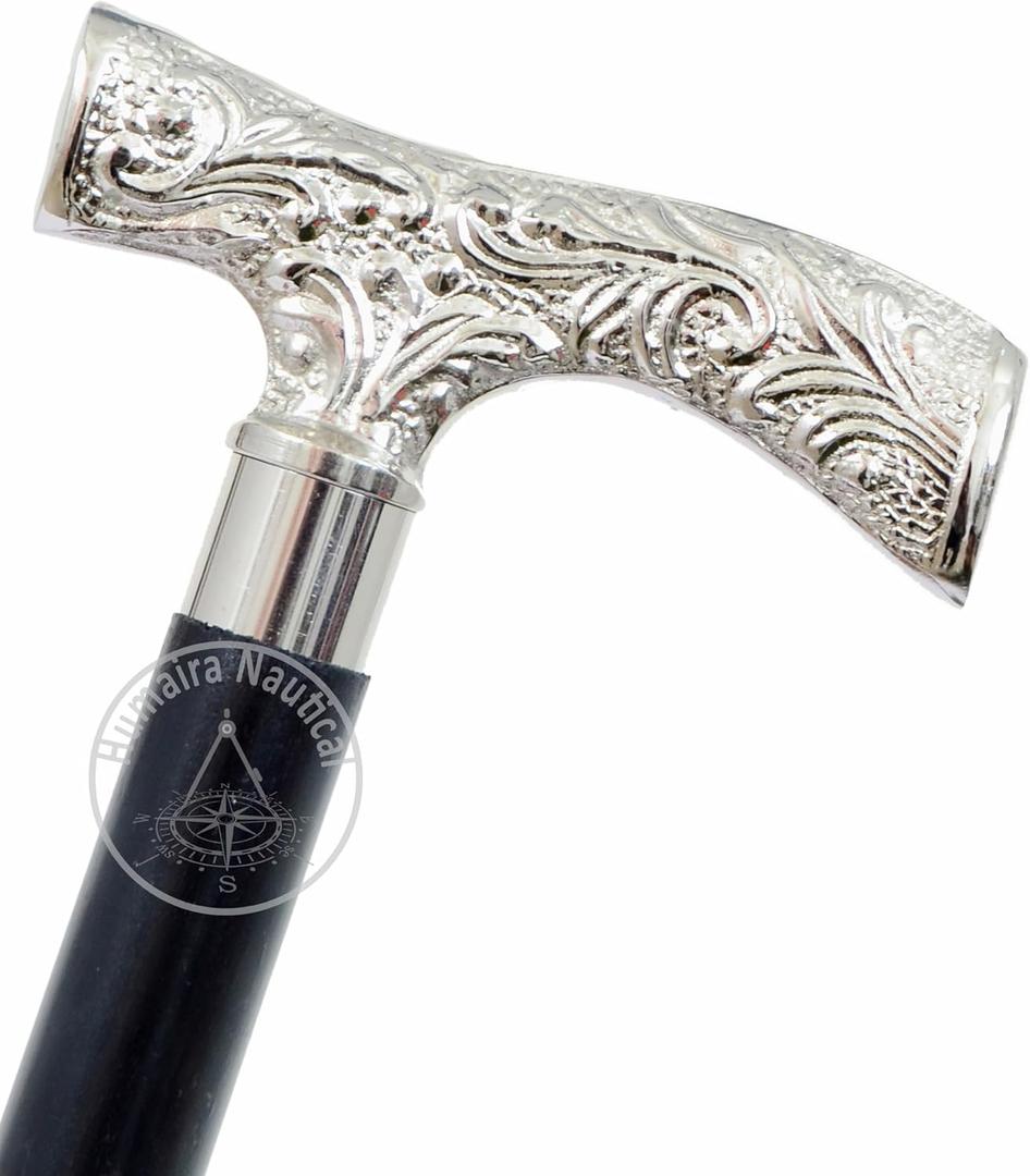 Deluxe Brass Walking Stick with Silver Handle, Elegant Support Cane for Men and Women