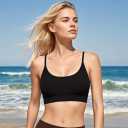 Womens Adjustable Spaghetti Strap Sports Bra Scoop Neck Yoga Crop Top Wireless Padded Workout Bra for Pilates Daily Wear (XL)