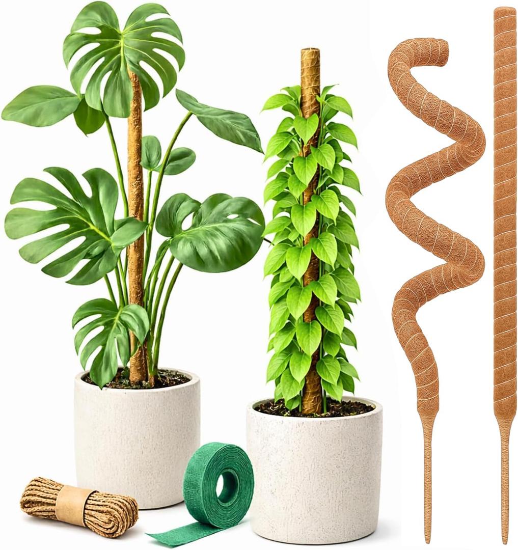 Craft911 Moss Pole Monstera Plant Support 2 Pack 28 Bendable Moss Pole Monstera Plant Support, Plant Stakes for Indoor Plants, Tall Plant Sticks Support for Climbing Plants