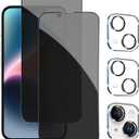 PEHAEL [2+2Pack] for iPhone 14 Plus Privacy Screen Protector with Camera Lens Protector Full Coverage Anti-Spy Tempered Glass Film 9H Hardness Upgrade Edge Protection Easy Installation Bubble Free [6.7 inch]