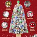 DDHS Small Flocked Christmas Tree,3ft Prelit Tabletop Christmas Tree, with 60 Lights, Ornaments Balls, Pine Cones Red Berries, Snow Xmas Tree Perfect for Holiday Christmas Home Decor