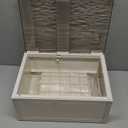 HAIXIN Makeup Organizer with Drawer & Brush Holder, Plastic Cosmetic Display Cases, Large Vanity Organizer Countertop Waterproof for Skincare, Perfume, Bathroom & Dresser (White & Amber)